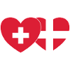 Suisse Danemark Flag Heart
