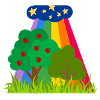 Clouds and Rainbow Trees