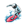 Surfer Surfing Astronaut