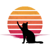 Cat looking at sunset