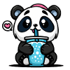 kawaii panda drinking Boba