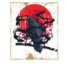 Gothic Skull-Red Moon-Black Crow