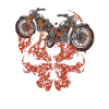 Moto Grim Skull Biker Flame