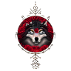 Wunderbarer Wolf mit Blumen.