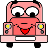 Cheerful car with face pink