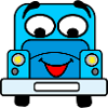 Cheerful car with face blue