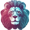 Futuristic Colored Neon Lion Lion's Head