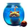 Christmas cat in a fishbowl