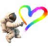Astronaut sprays LGBTQ heart graffiti