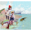 Children catching bugs