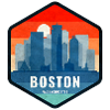 Boston Skyline Retro Badge