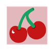 Cerises dans un carré rose