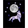 Diamond-shaped wolf with moon