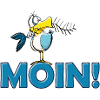 lustige Moin Möwe mit Gräte