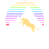 Mountain lion against retro background with mountain and sun
