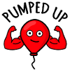 Pumped up balloon, fitness pun