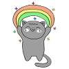 Cute cat with rainbow