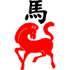 Cavallo di carattere cinese con l'immagine del cavallo rosso,