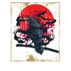 Gothic Skull-Red Moon-Black Crow