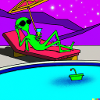 Alien am Pool