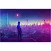 Robots on the roof of a city of the future