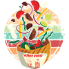 Cheerful hopping retro kebab