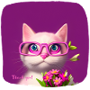 Cat in glasses handing flowers