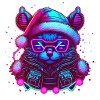 Noël Synthwave Kitty