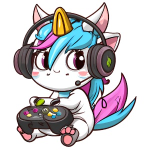 00234 süßes Einhorn mit Headset und Controller