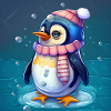 Süßer Weihnachtspinguin