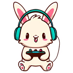 00245 Hase mit Kopfhörer und Controller