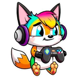 00251 süßer Fuchs mit Headset und Controller