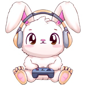 00271 Hase mit Kopfhörer und Controller
