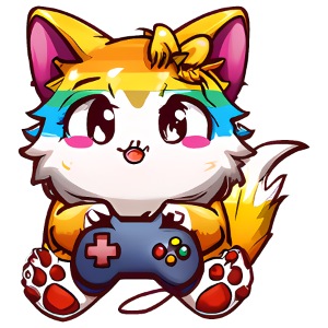 00240 flauschige Katze mit Kopfhörer & Controller