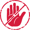 Zeichen Stop Hand durchgestrichen