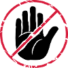 Stop character hand crossed out