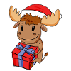Christmas Moose Baby with Gift