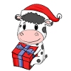 Christmas Cow Baby with Gift