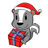 Christmas skunk baby with gift