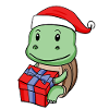 Christmas turtle baby with gift
