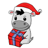 Christmas donkey baby with gift