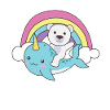 Narwhal Polar Bear Ocean Unicorn kawaii Rainbow