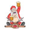 Santa Beer Funny Deer