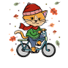 Cycling Autumn Cycling Cat Rider