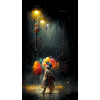 tanzender Clown im Regen