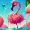 Funny Cartoon Flamingo