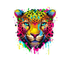 Regenbogen farbspritzer leopard gepar jaguar