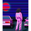 Vaporwave Aesthetic Synthwave Car Anime Girl