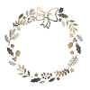 Golden festive wreath with ribbon