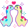 Two dinosaurs and heart